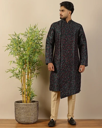 Asymmetric Long Embroidered Kurta