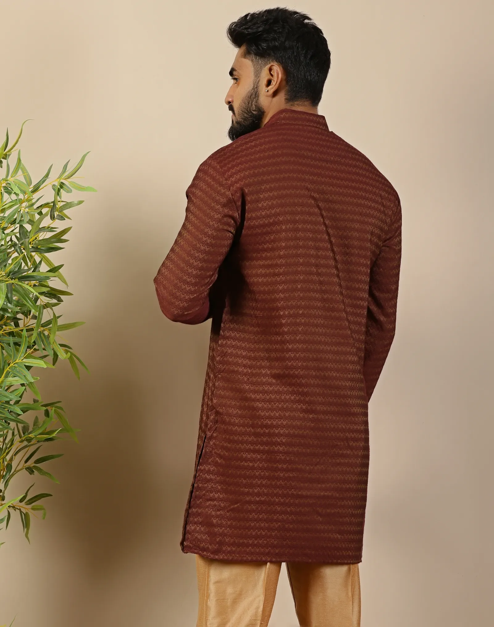 Chestnut Brown Short Kurta - House of Cocoon (4)
