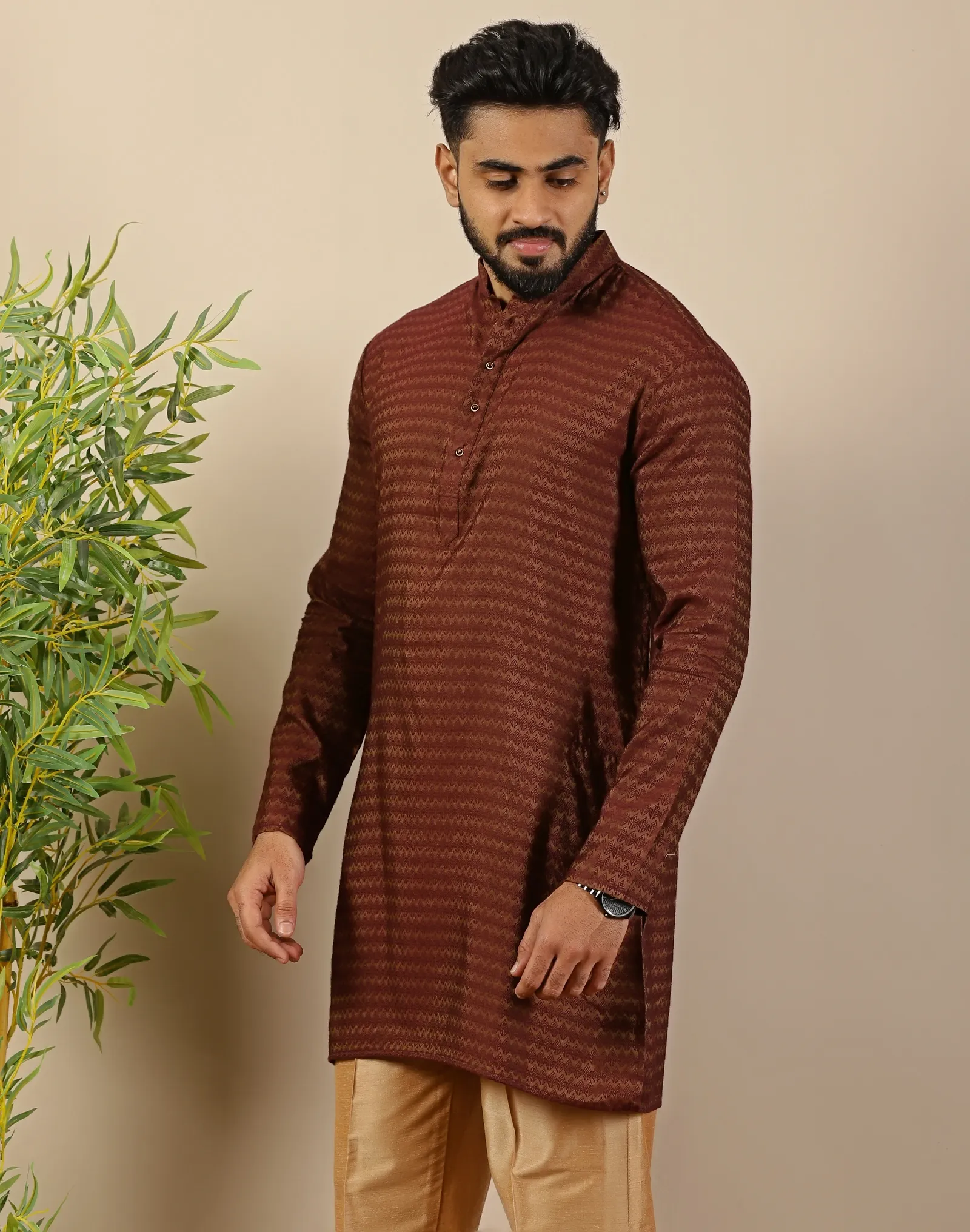Chestnut Brown Short Kurta - House of Cocoon (5)