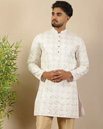 Ivory Sequin Short Kurta