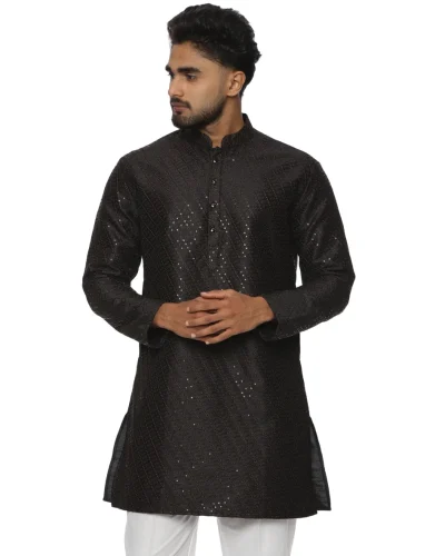 Maurya Vastra Black Embellished Kurta