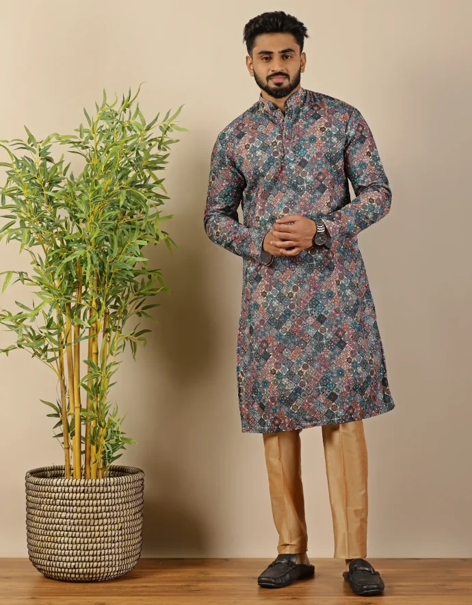 Mosaic Printed Sequin Kurta