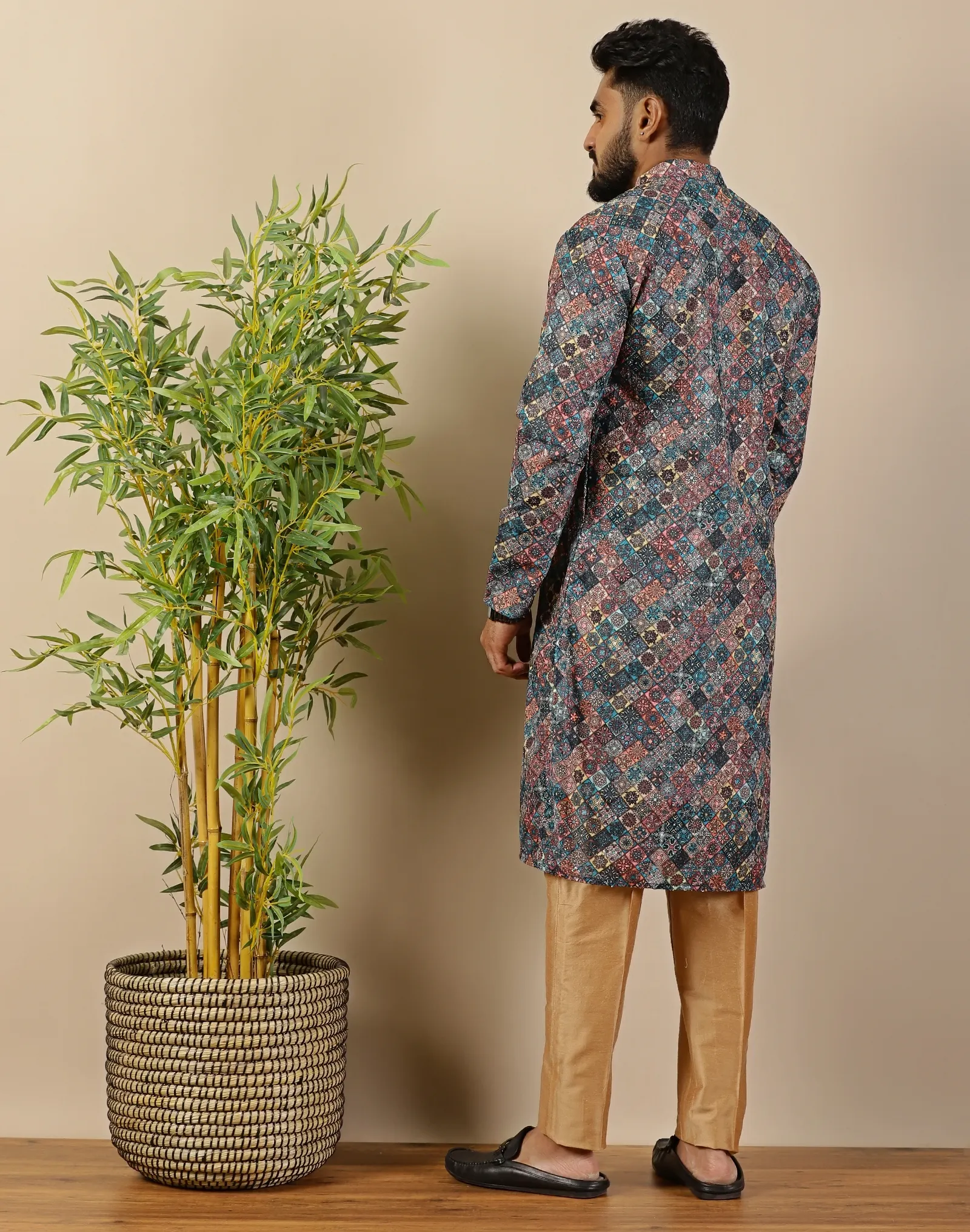 Mosaic Printed Sequin Kurta - House of Cocoon (4)
