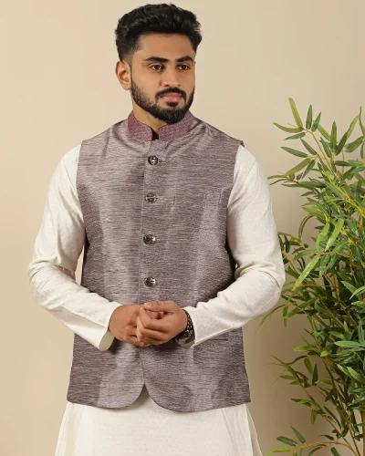 Smoked Mauve Nehru Jacket