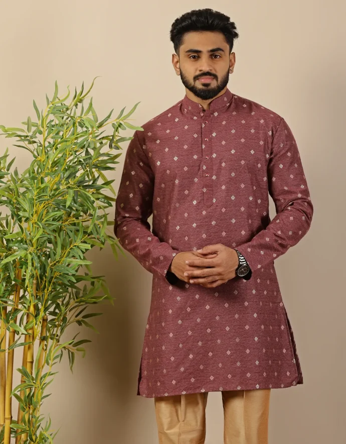 Cotton Brocade Short Kurta