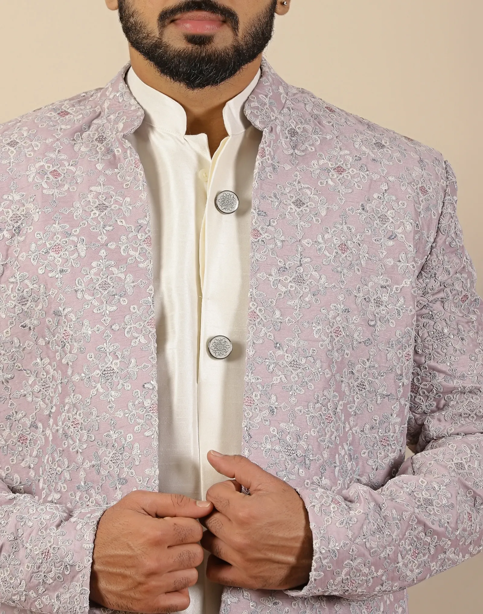 Indo-western Misty lavender Kurta - House of Cocoon (1)