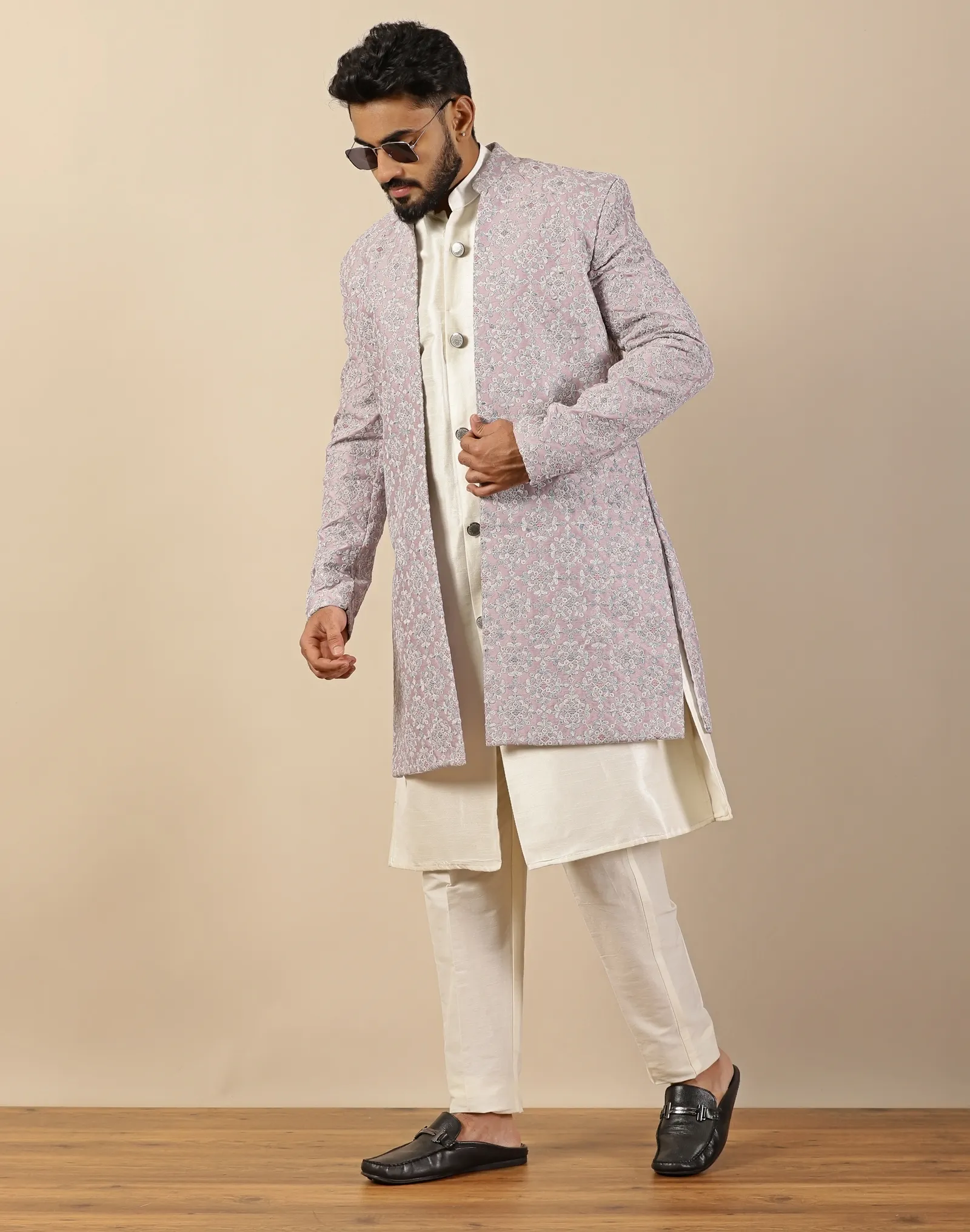 Indo-western Misty lavender Kurta - House of Cocoon (5)
