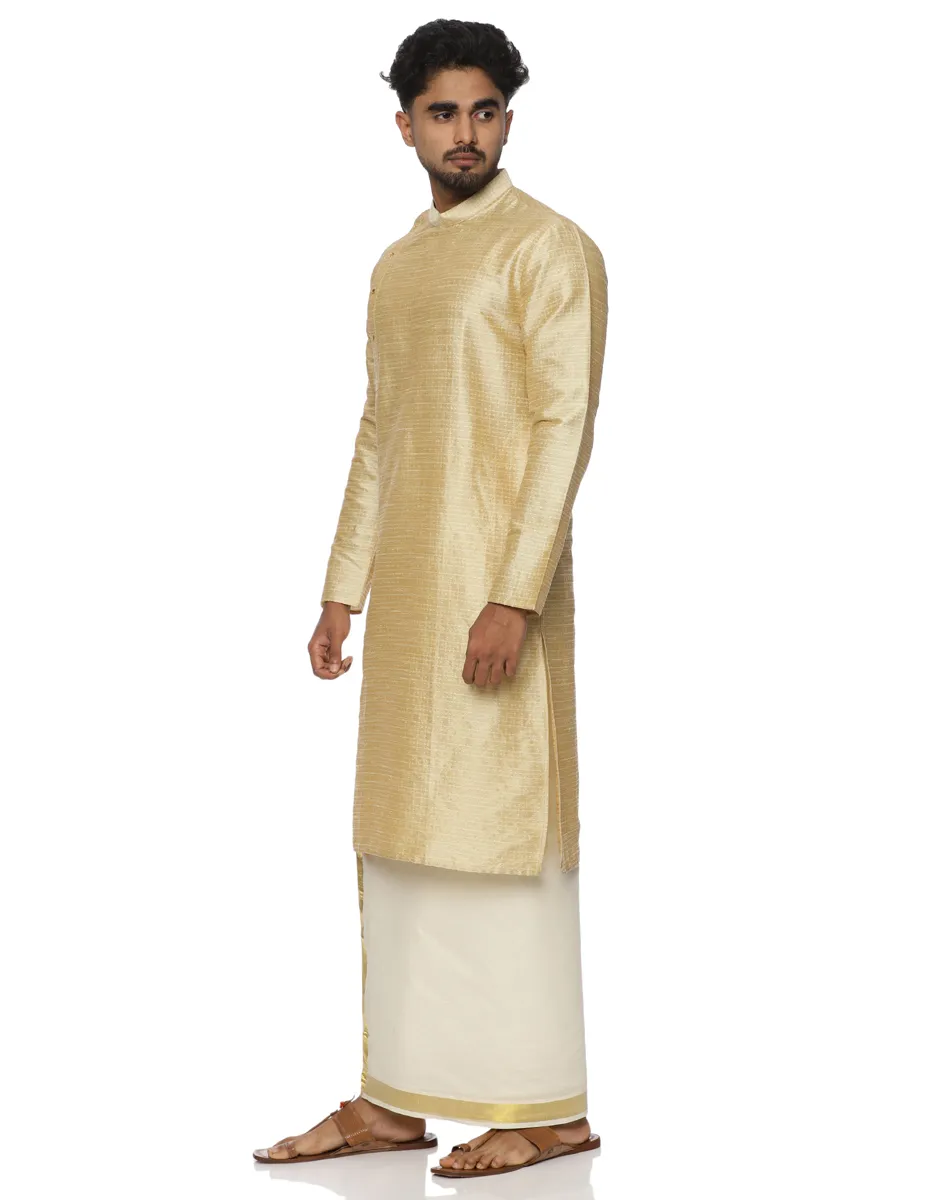Maurya Vastra Brocade Golden Short Kurta - House of Cocoon (3)