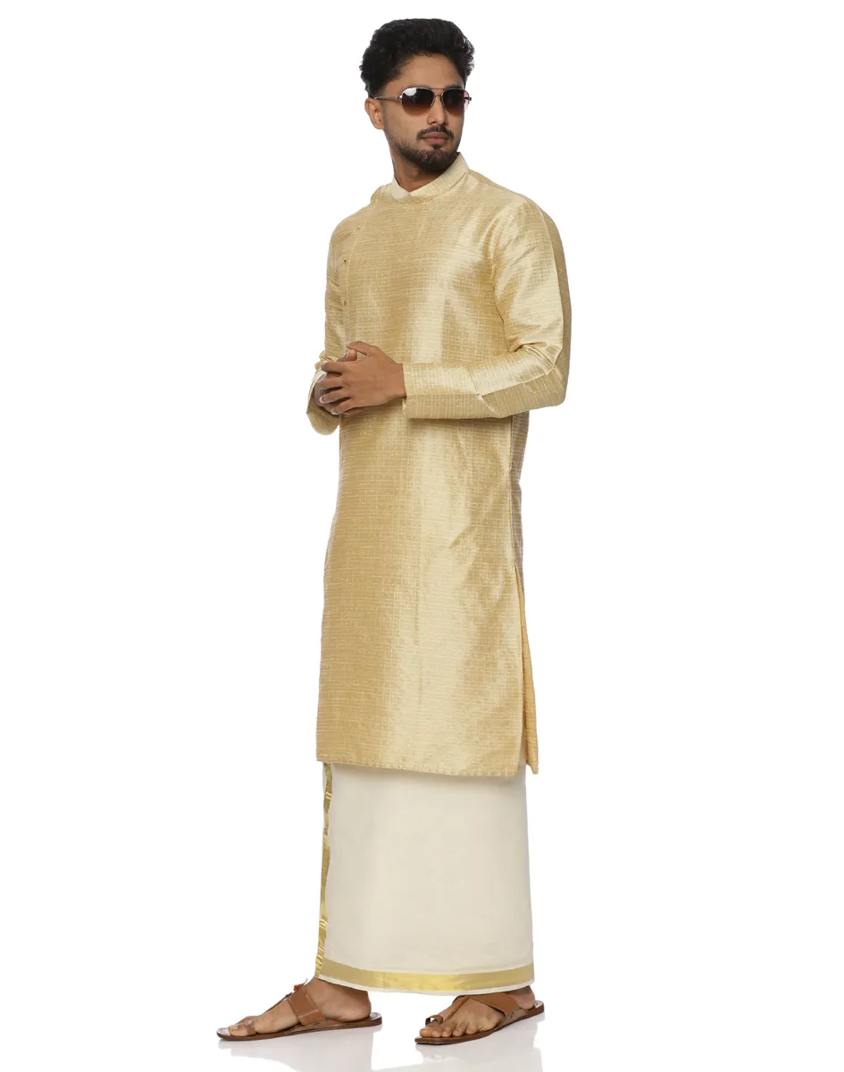 Maurya Vastra Brocade Golden Short Kurta - House of Cocoon (5)