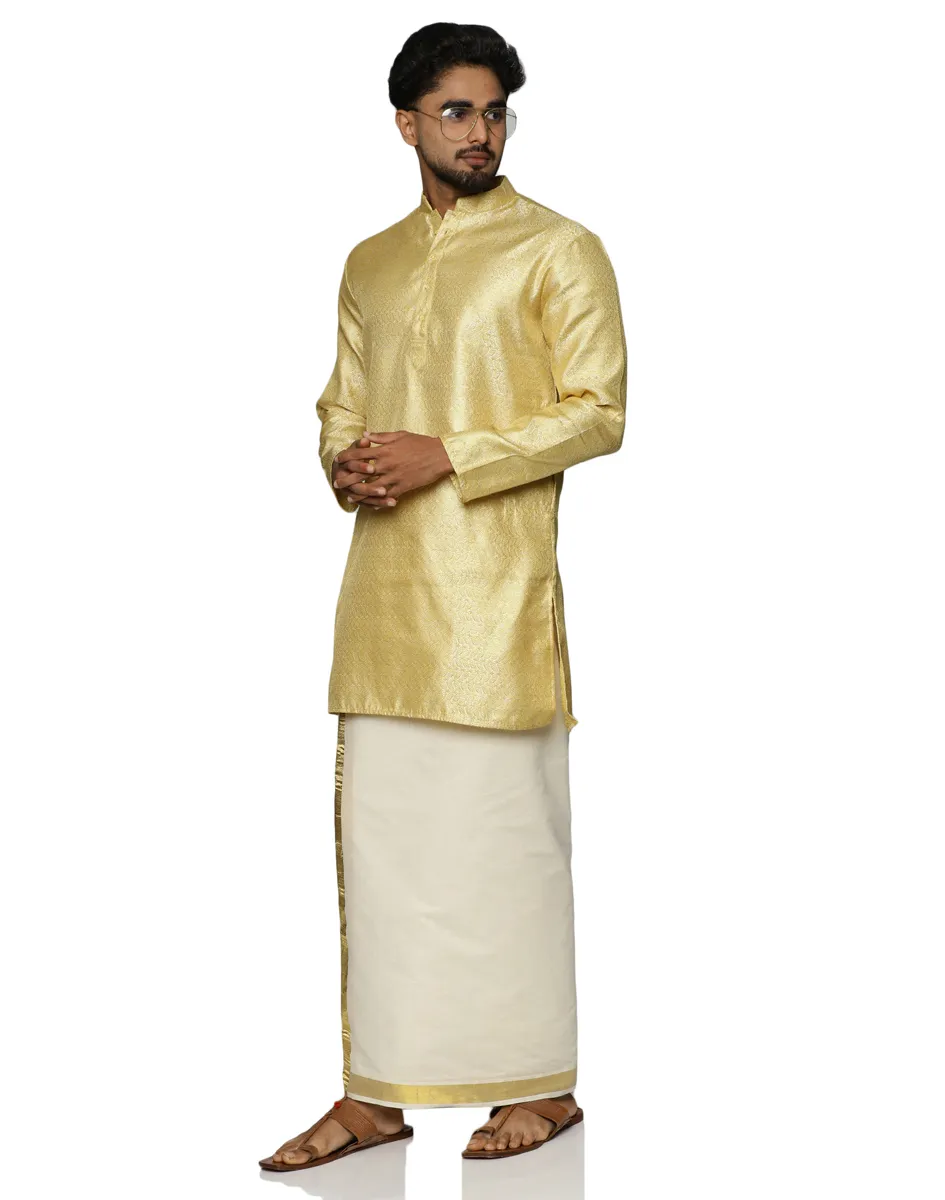 Maurya Vastra Golden Brocade Short Kurta - House of Cocoon (5)