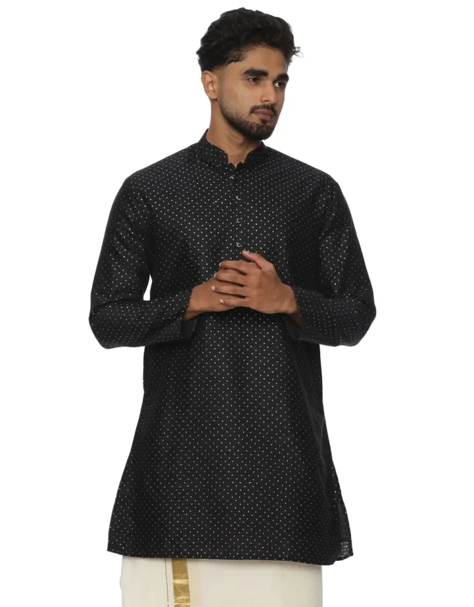 Maurya Vastra Midnight Dot Textured Kurta
