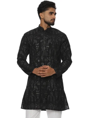 Maurya Vastra Midnight Noir Embellished Kurta