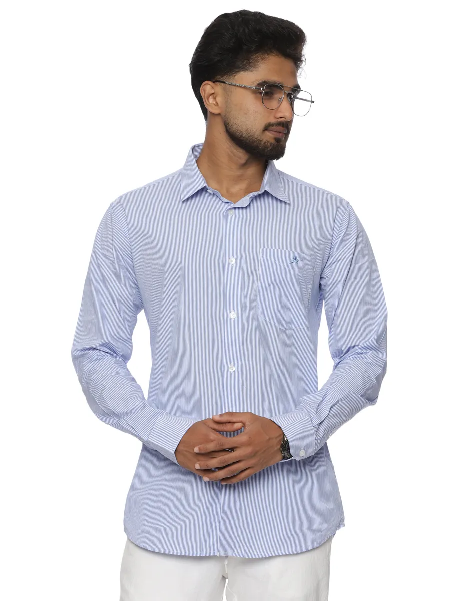 Scotwilson Blue Pinstripe Cotton Shirt - House of Cocoon (1)