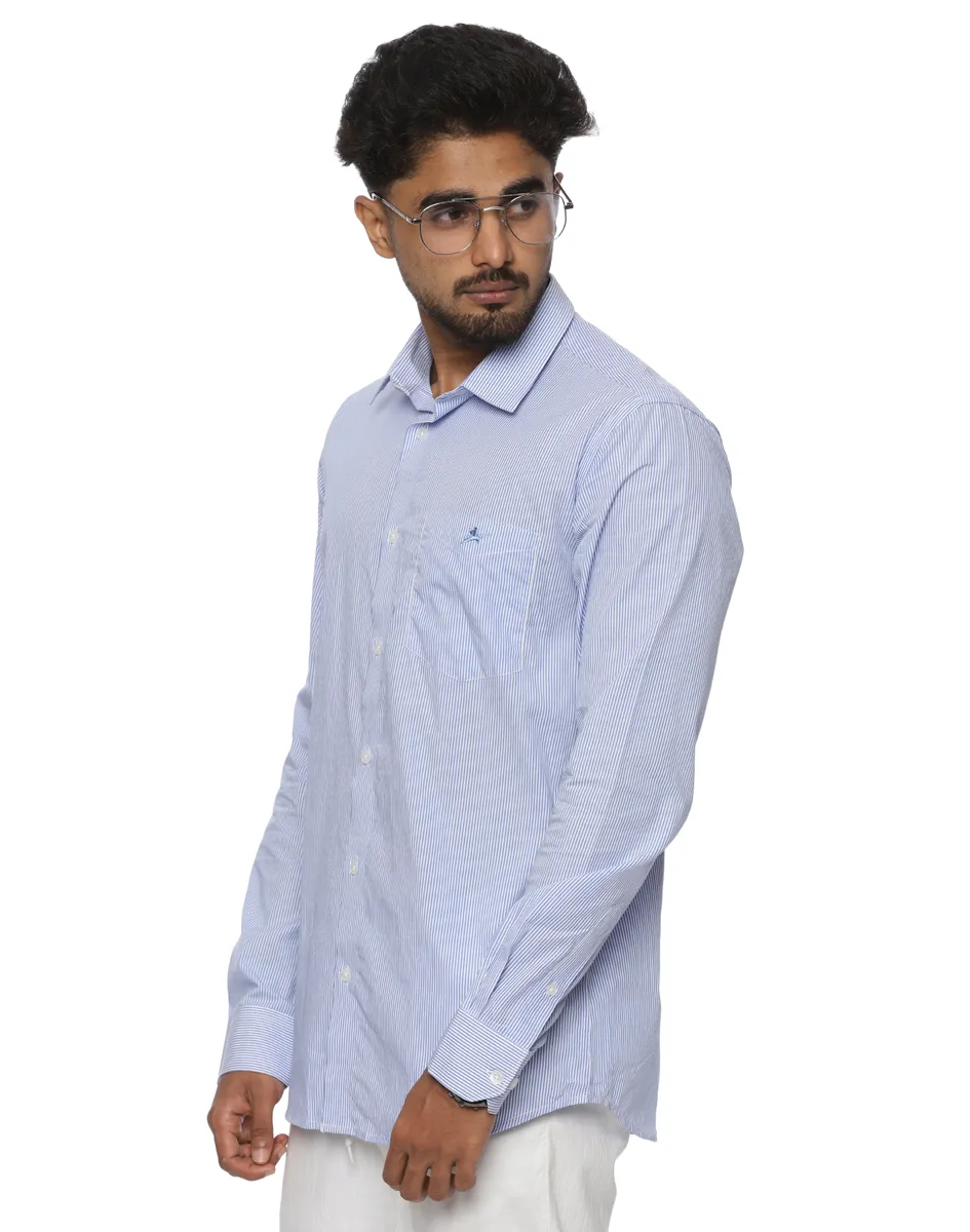 Scotwilson Blue Pinstripe Cotton Shirt - House of Cocoon (2)