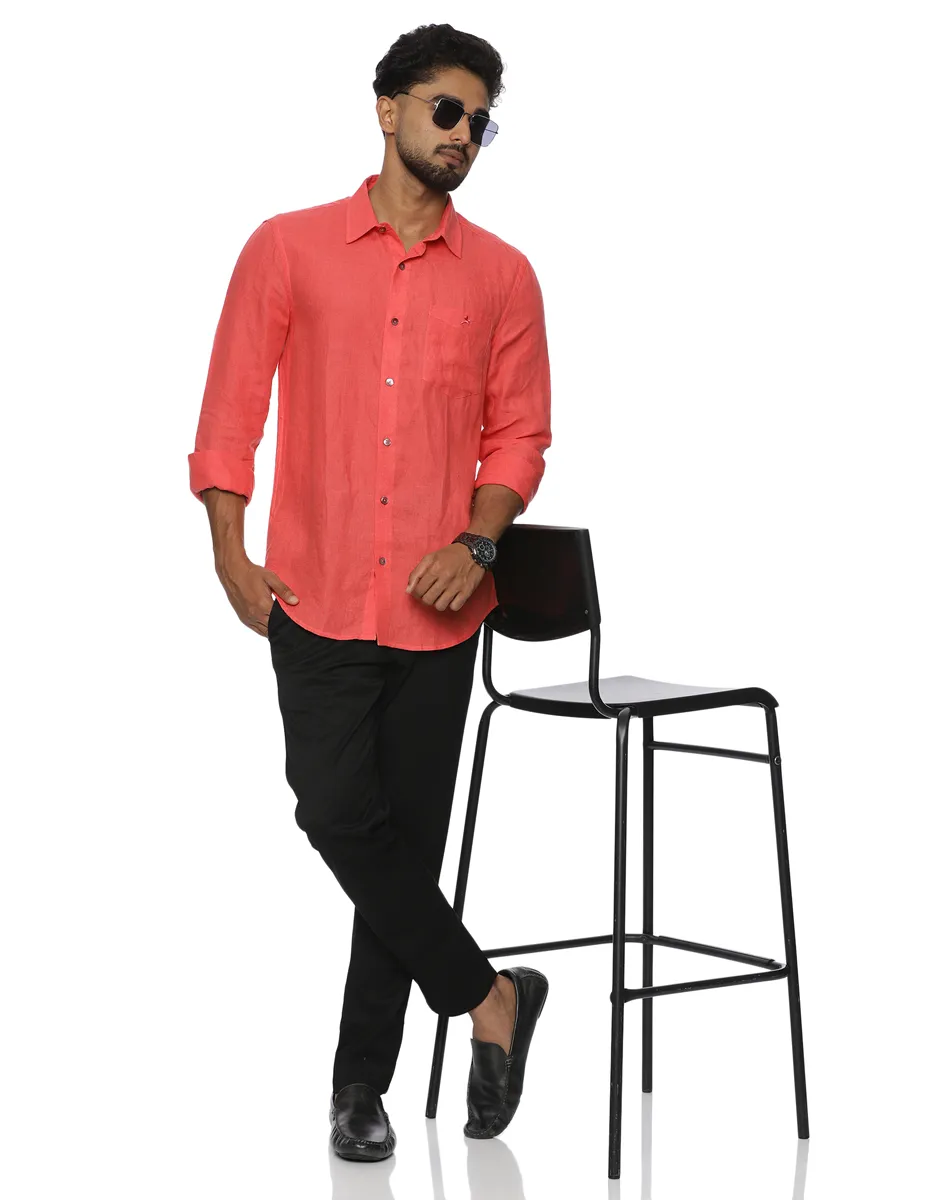 Scotwilson Coral Linen Classic Shirt - House of Cocoon (4)
