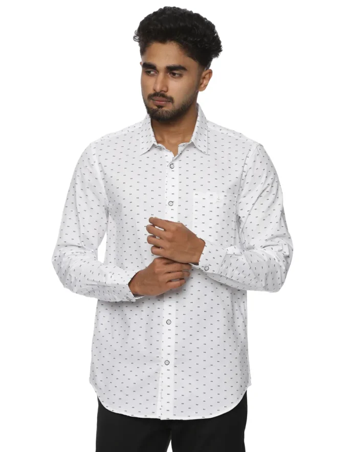 Scotwilson Ivory Printed Cotton Full Sleeve Shirt