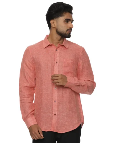 Scotwilson Terracotta Linen Textured Shirt