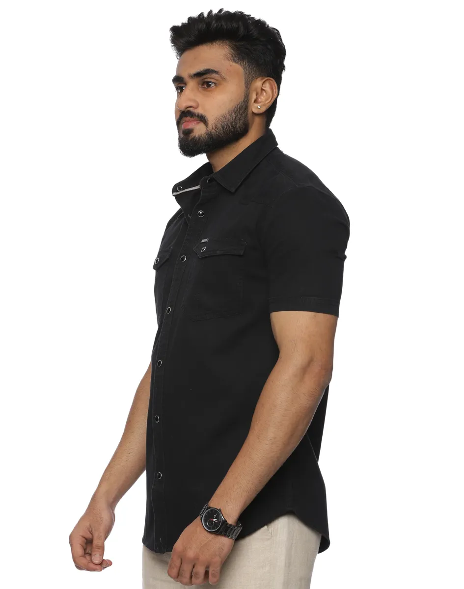 Warrior Black Cotton Casual Shirt - House of Cocoon (2)