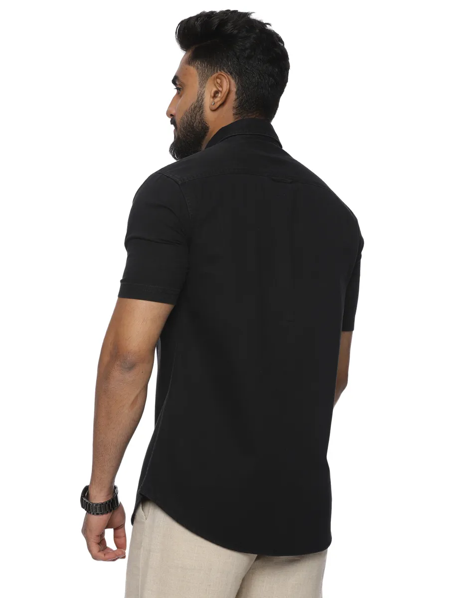 Warrior Black Cotton Casual Shirt - House of Cocoon (3)