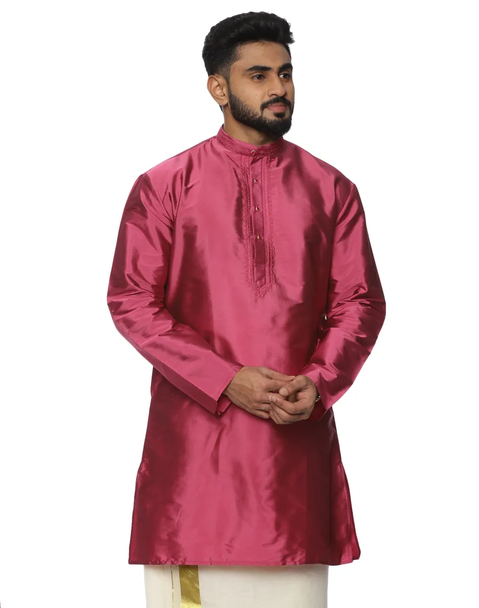 Warrior Crimson Rose Silk Kurta - House of Cocoon (2)