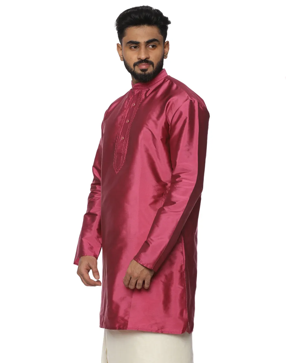 Warrior Crimson Rose Silk Kurta - House of Cocoon (3)