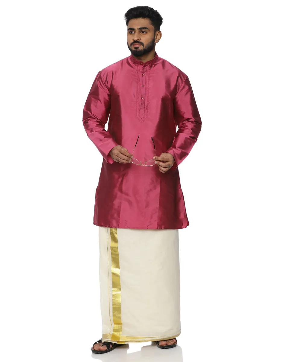 Warrior Crimson Rose Silk Kurta - House of Cocoon (5)
