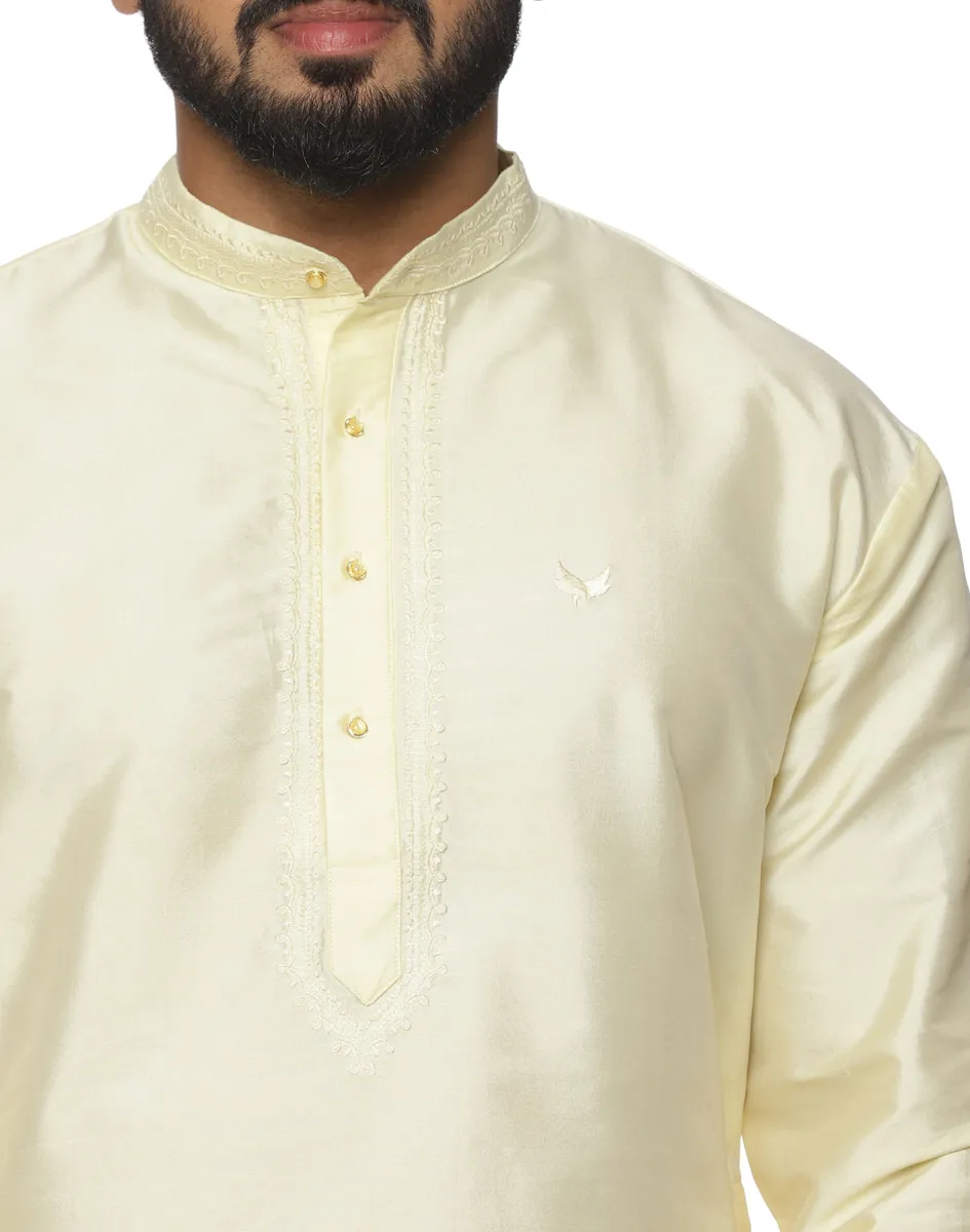 Warrior Ivory Silk Short Kurta - House of Cocoon (5)