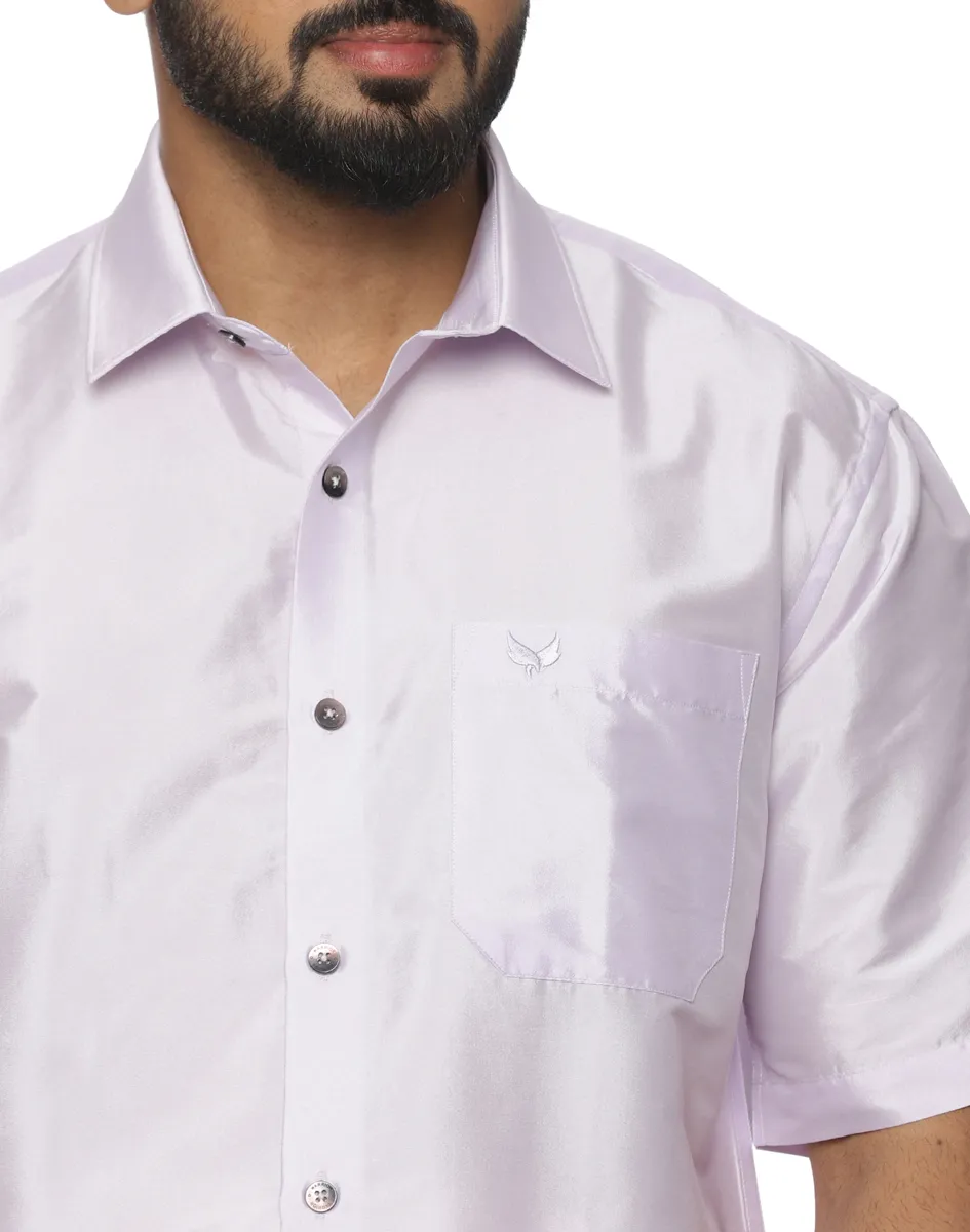 Warrior Lavender Half Sleeve Silk Shirt - House of Cocoon (1)