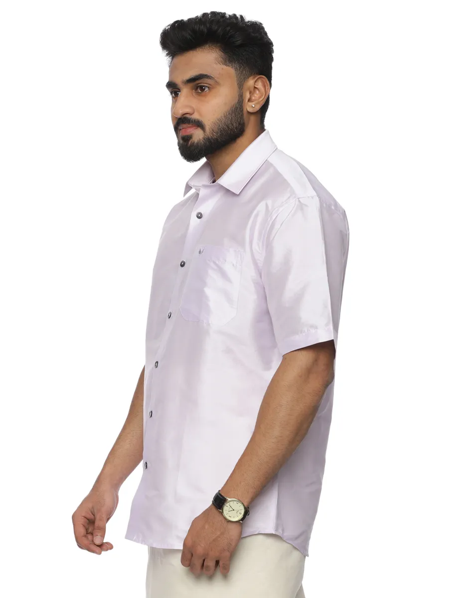Warrior Lavender Half Sleeve Silk Shirt - House of Cocoon (3)