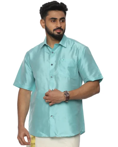 Warrior Light Blue Half Sleeve Silk Shirt