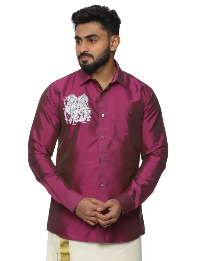 Warrior Mural Printed Silk Shirt