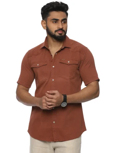 Warrior Rust Colour Cotton Casual Shirt