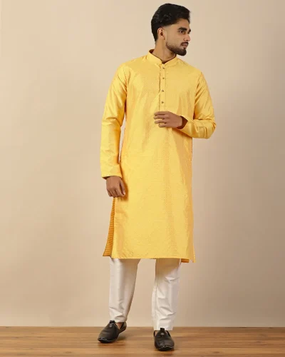 Yellow Brocade Kurta