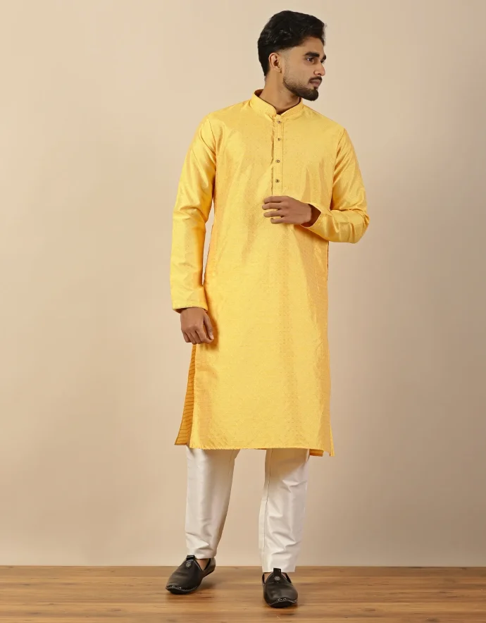 Yellow Brocade Kurta