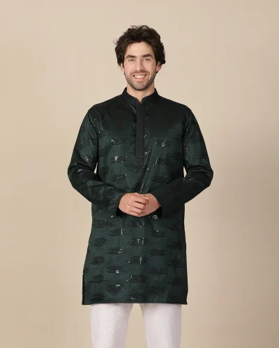 Emerald Green Sequin Embroidered Festive Kurta