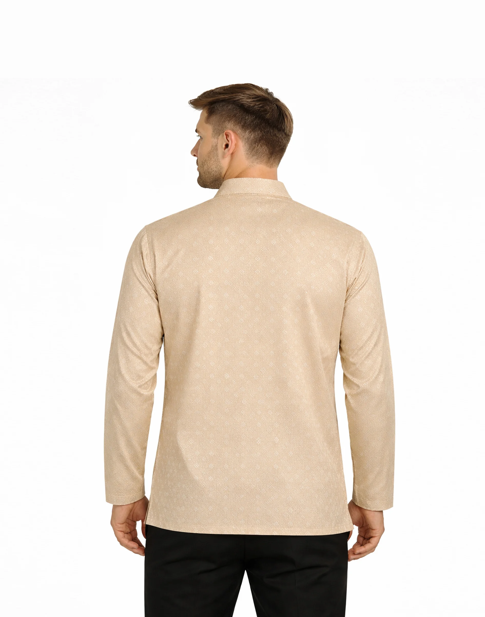 Maurya Vastra Beige Gold Floral Brocade Festive Kurta (2)