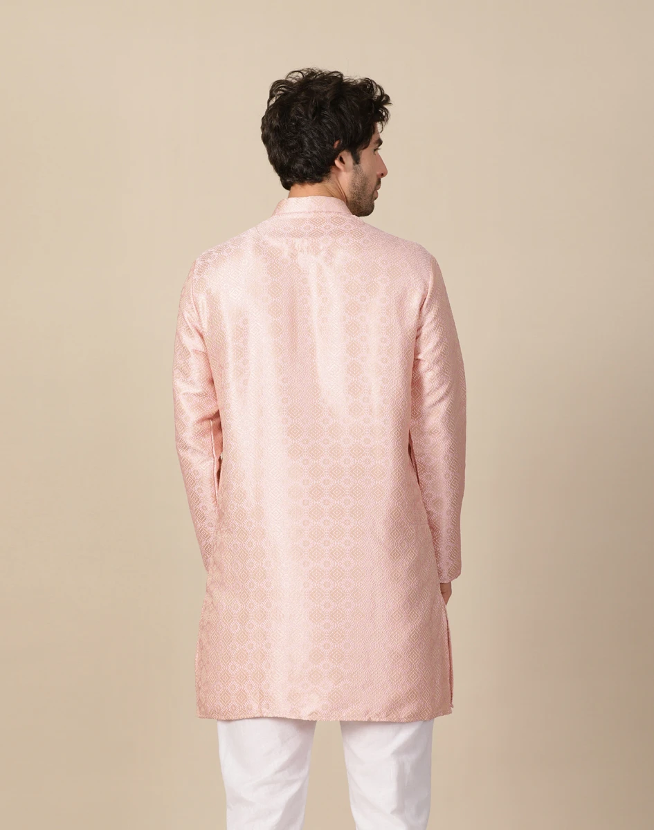 Maurya Vastra Blush Pink Textured Ethnic Kurta (1)