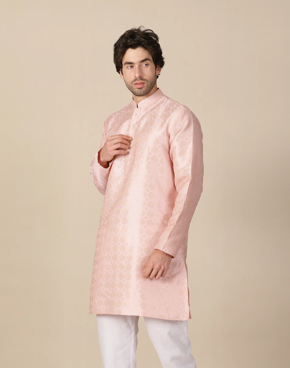 Maurya Vastra Blush Pink Textured Ethnic Kurta (2)