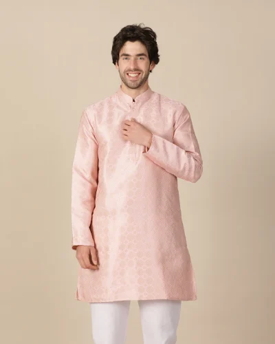 Maurya Vastra Blush Pink Textured Ethnic Kurta
