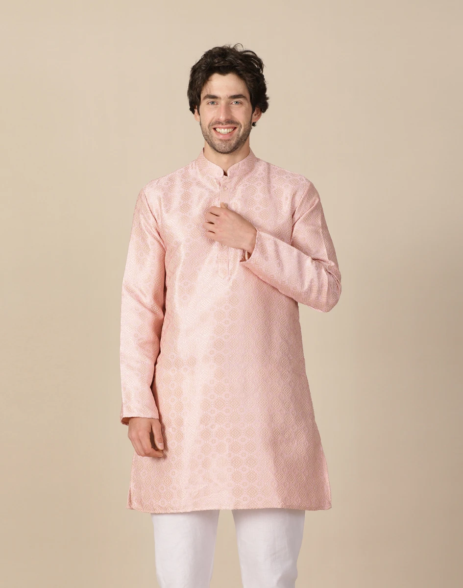 Maurya Vastra Blush Pink Textured Ethnic Kurta (3)