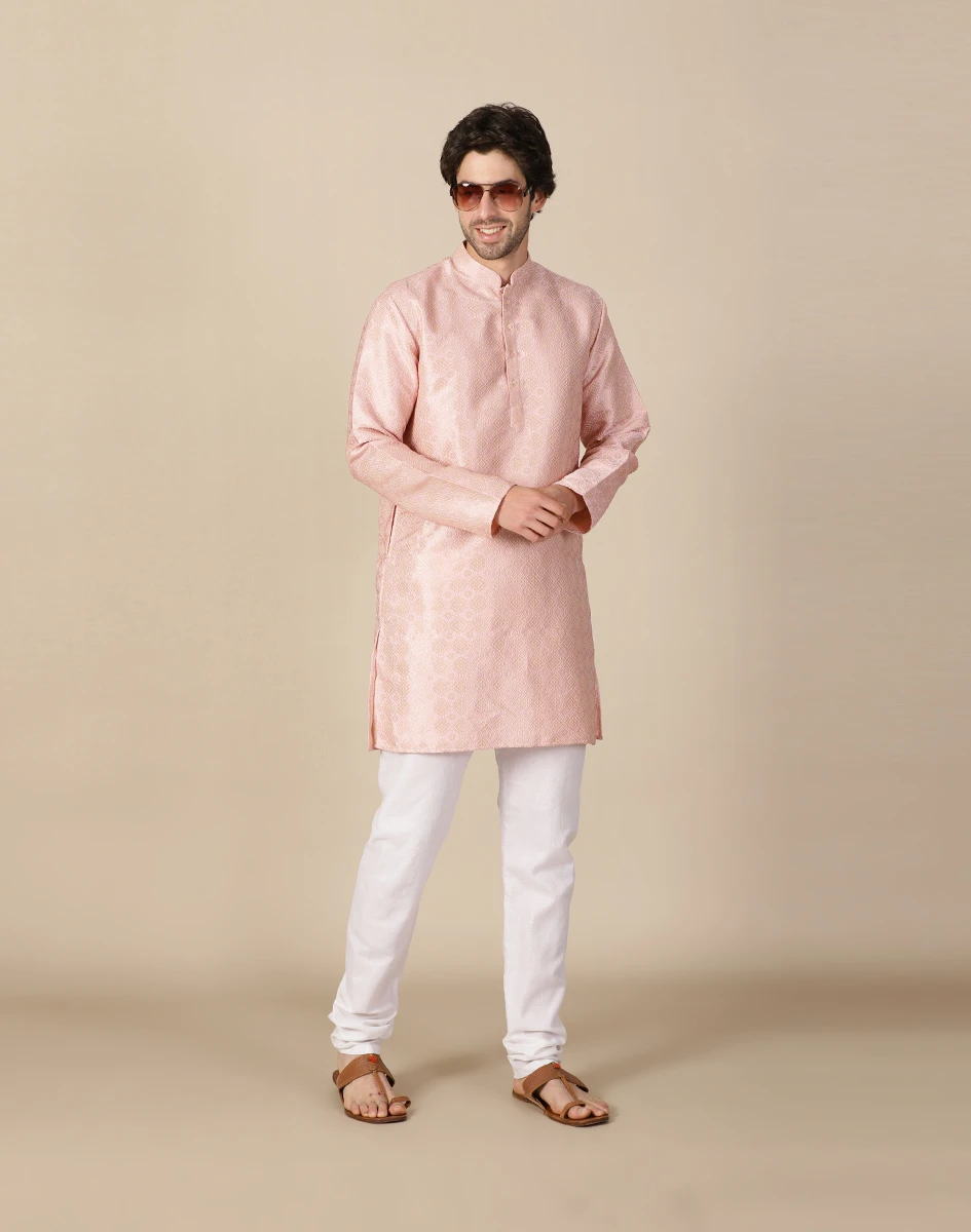Maurya Vastra Blush Pink Textured Ethnic Kurta (5)