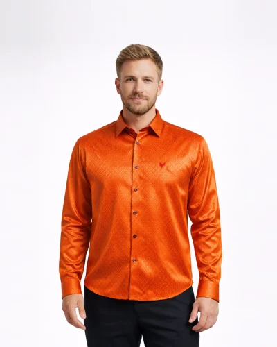 Maurya Vastra Burnt Orange Textured Brocade Designer Shirt