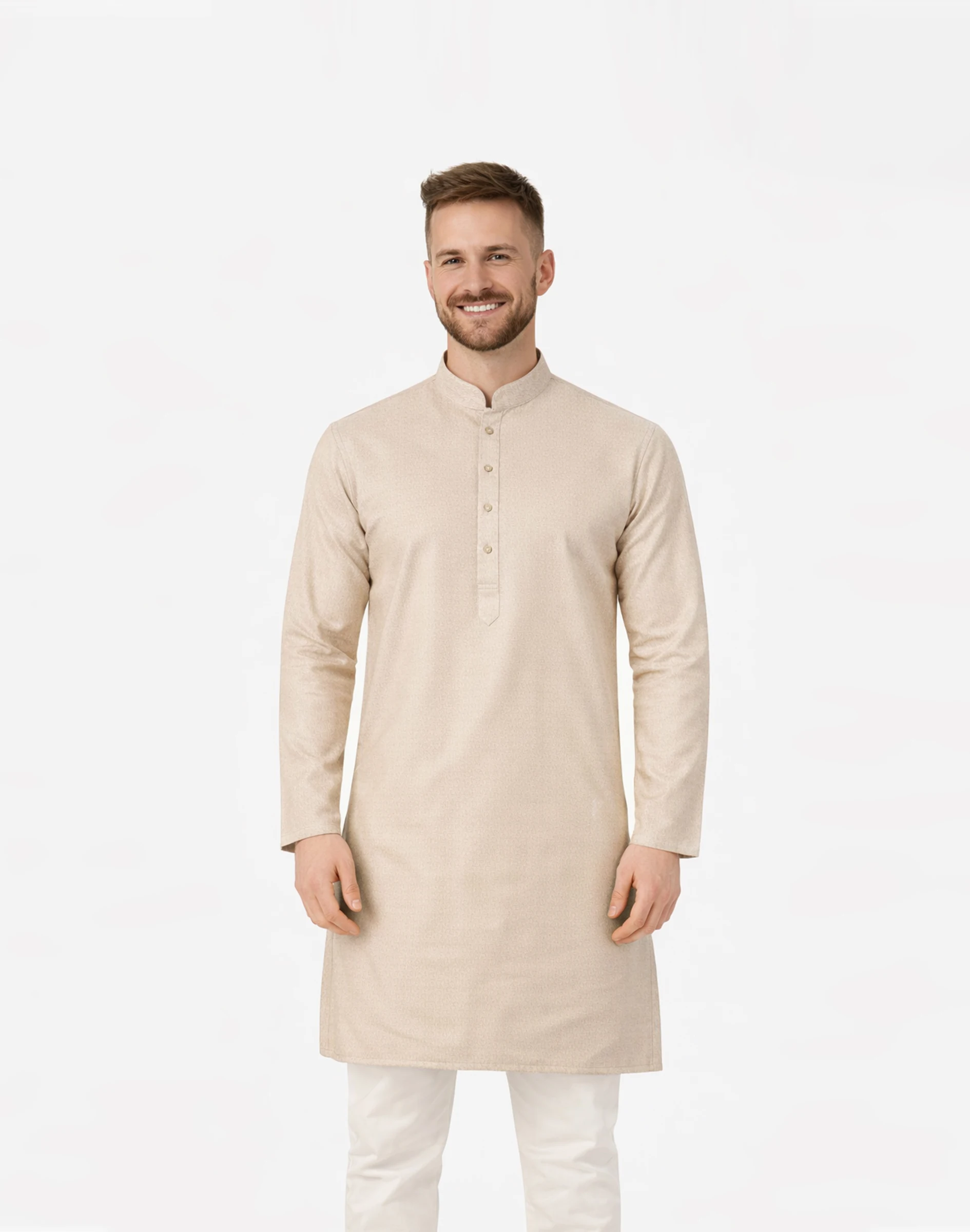 Maurya Vastra Champagne Beige Designer Brocade Kurta (1)