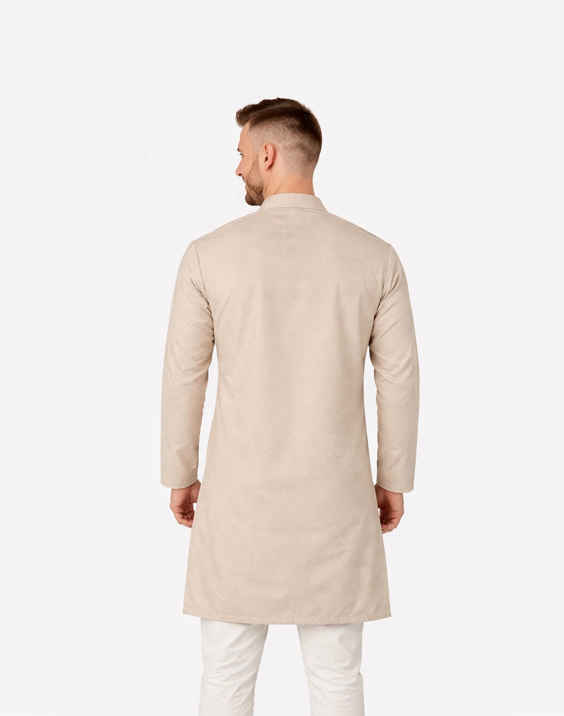 Maurya Vastra Champagne Beige Designer Brocade Kurta (2)