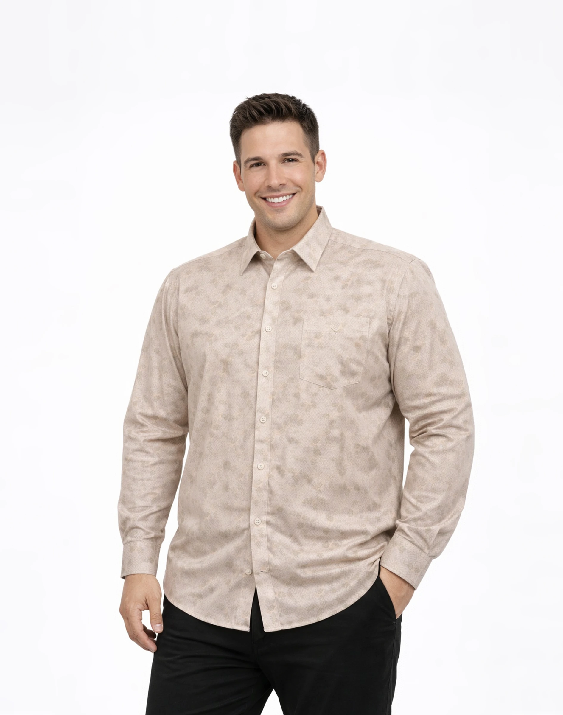Maurya Vastra Champagne Beige Designer Cotton Full Sleeve Shirt (1)