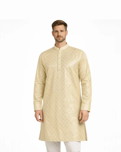 Maurya Vastra Champagne Gold Designer Brocade Kurta