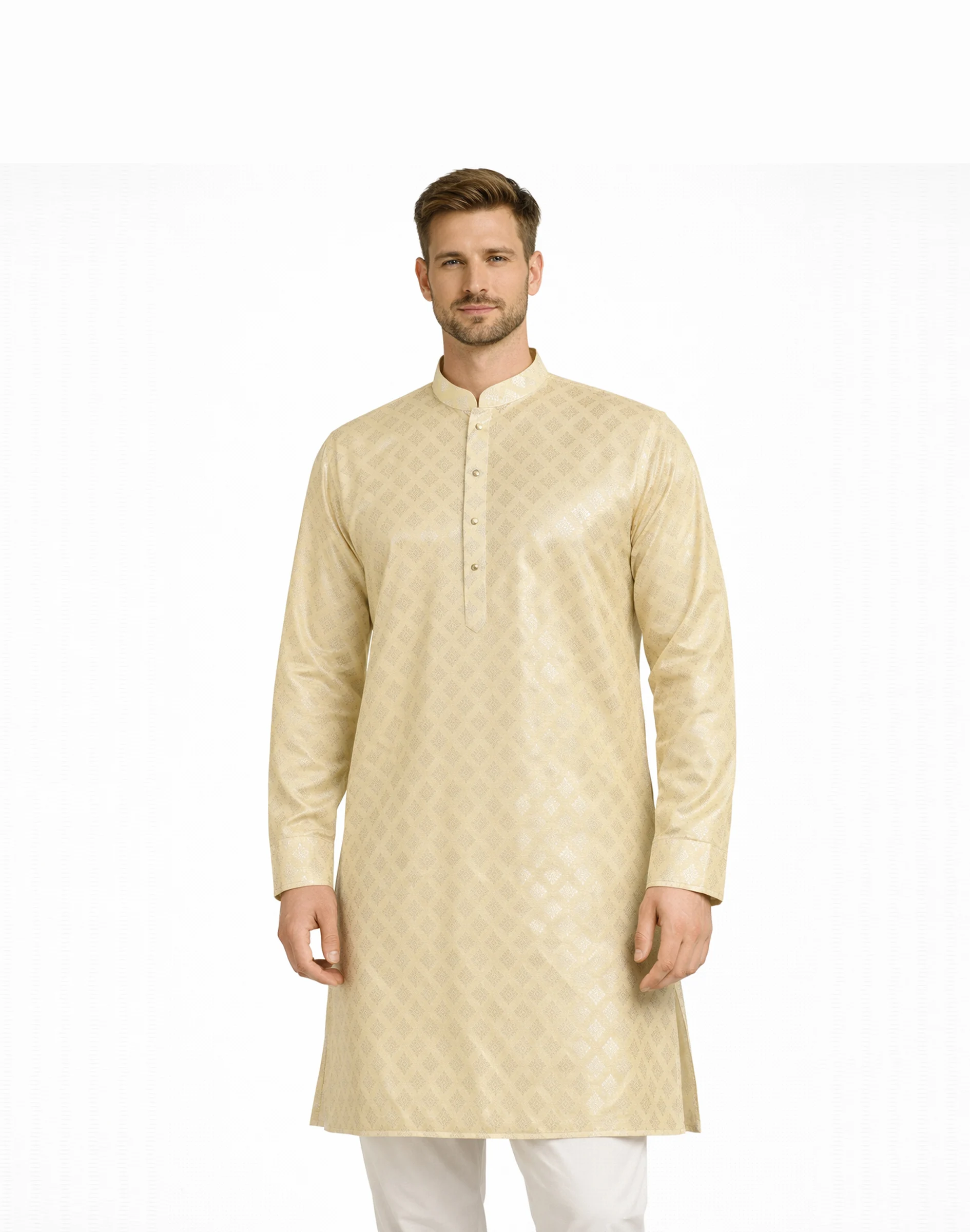 Maurya Vastra Champagne Gold Designer Brocade Kurta (3)