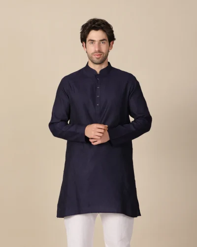Maurya Vastra Classic Navy Blue Ethnic Kurta