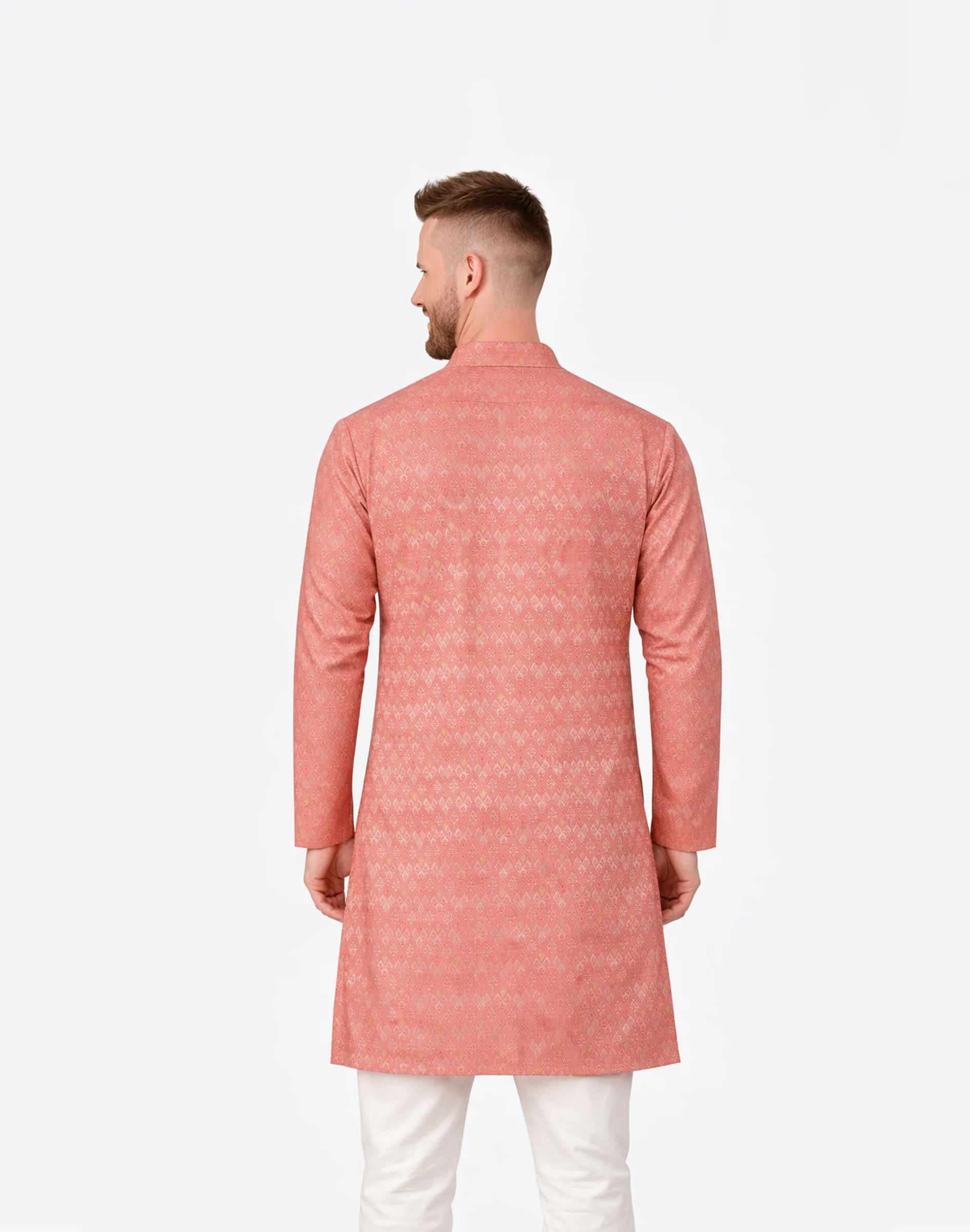Maurya Vastra Coral Blush Designer Brocade Kurta (2)