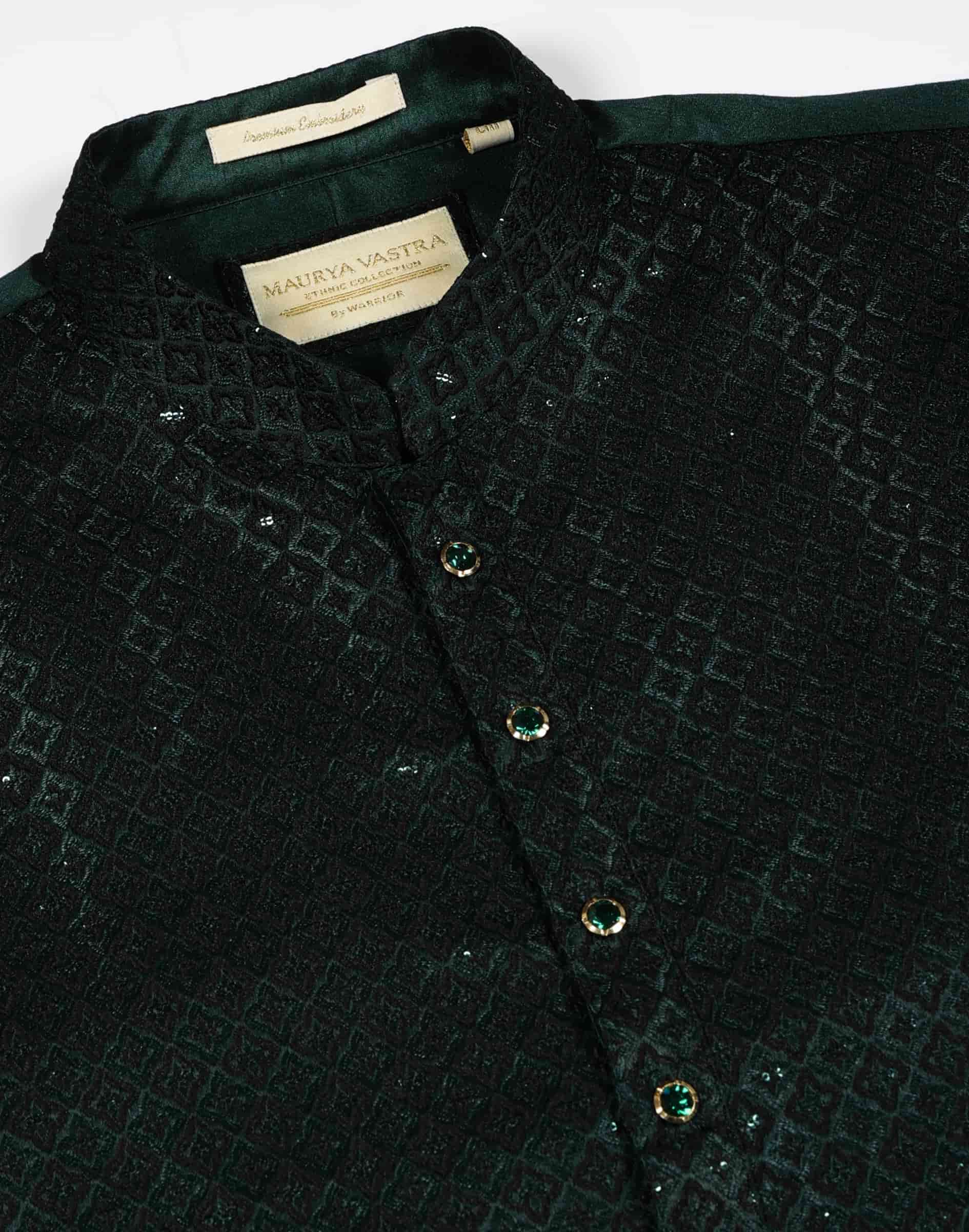 Maurya Vastra Deep Emerald Textured Festive Kurta (1)